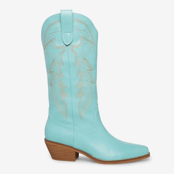 ✅🆕 Madden Girl , turquoise color ,Redford Western style , embroidery Boot - Picture 3 of 9